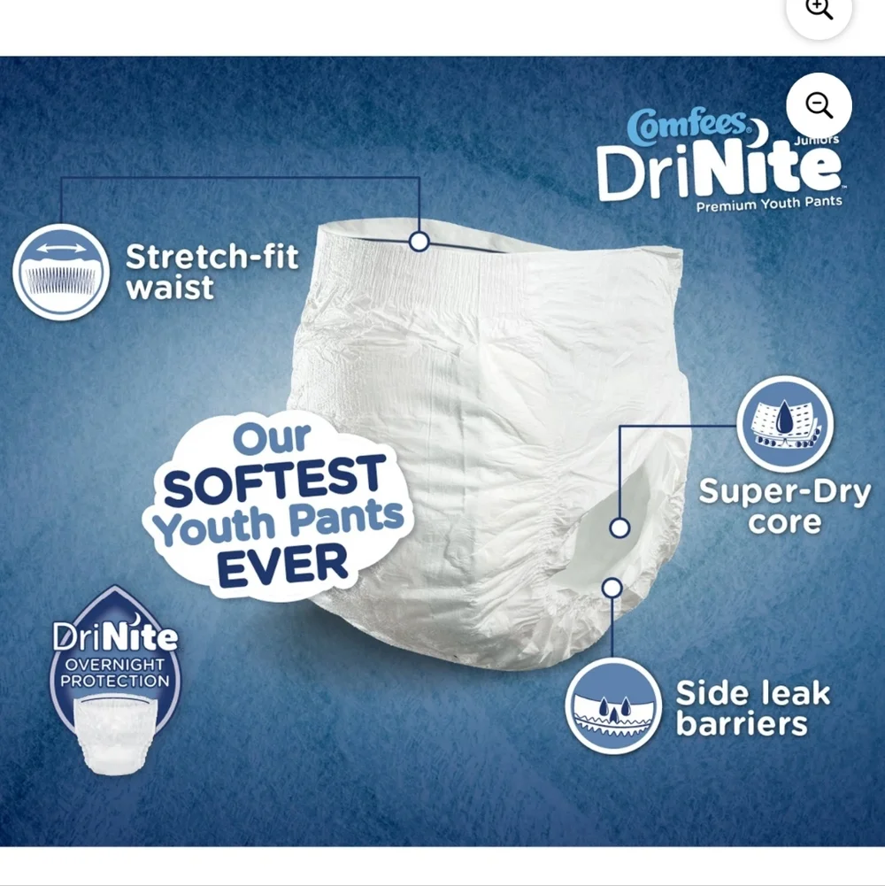 4 Pack 13 (C) Comfees DriNite Juniors Youth Absorbent Underwear Large / X-L